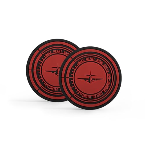 MHW-3BOMBER Black Coasters 2Pcs, Drink Coaster, beer mat, Coffee Pad, Round Silicone Coaster for Drink Glasses, glass cup, table mat Home & Bar Model: