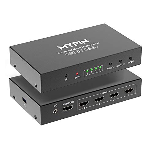 MYPIN USB3.0 HDMI Video Capture Card, 4-Channel 1080P@60fps HDMI Game Caputre for Multi-Channel Live Streaming with Loop Out for Xbox One- PS4- Wii U-