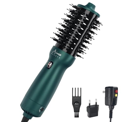 Aima Beauty Hair Dryer Brush Dual Voltage Travel Blow Dryer Brush Hot Air Brush with Oval Barrel 360°Airflow for Smooth,Negative Ionic Frizz-Free Dry