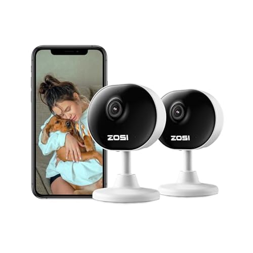 ZOSI Indoor Security Camera, 2Pack 1080P Home WiFi Camera with Phone App, Smart Motion Detection,2 Way Audio, Night Vision,C688 Baby-Pet Monitor,Memor