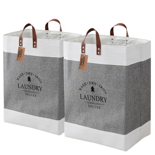 COMFY HOMI 2Pack 76L Laundry Basket & Hamper, Large Collapsible Waterproof Clothes Baskets with Handles, Freestanding Laundry Hampers for Bedroom Bath