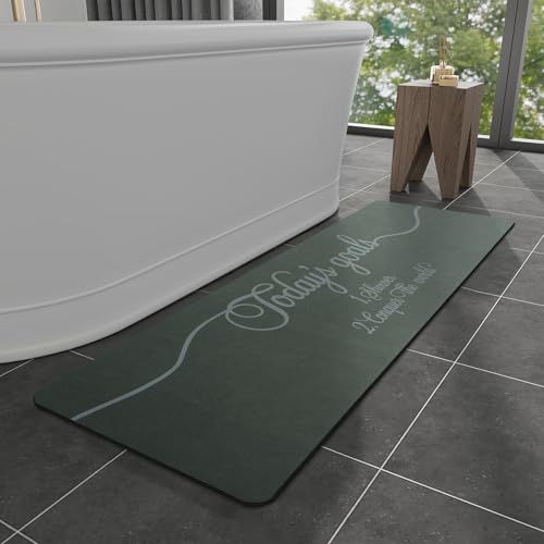 MontVoo -Bath Mat Rug- Non Slip Quick Dry Absorbent Thin Bathroom Rugs Fit Under Door-Faux Suede Surface Bathroom Floor Mats-Shower Rug for in Front o