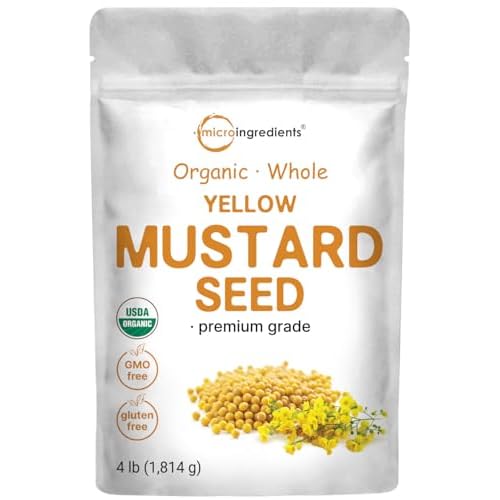 Organic Whole Yellow Mustard Seeds, 4 lb (64 oz) | Premium Grade Seeds | Mild & Raw Mustard Flavor | Great for Pickling, Spice Blends & Seasoning | No