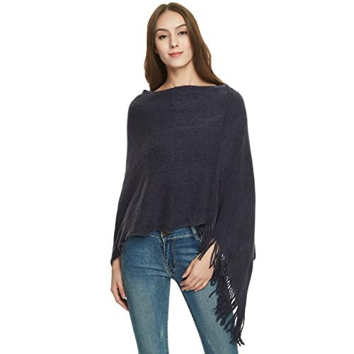 Ferand Women's Lightweight Poncho Sweater Versatile Shawl Wraps Holiday Gifts for Women 2024 One Size Navy Blue