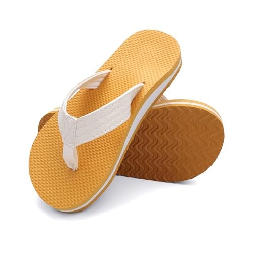 INMINPIN Kids Boys Girls Flip Flops Comfort Quick-Dry Beach Pool Aqua Thong Sandals(Little Kid-Big Kid) 11 Little Kid White Beige