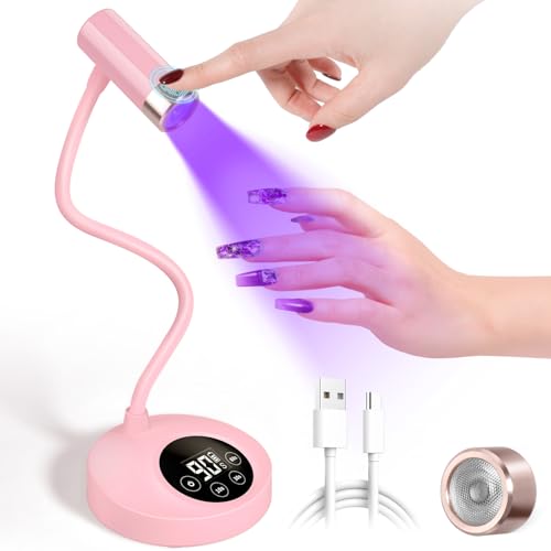 AORAEM UV LED Nail Lamp, Rechargeable Gooseneck Lamp for Gel Nails 12W Quick Dry LED Nail Light Nail Dryer with 4 Timers & Auto Sensor, Professional F