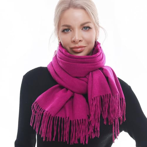 SWAT PANY Scarf for Woman Winter Warm Scarves Pashmina Shawls and Wraps Oversized Scarf Rose Red