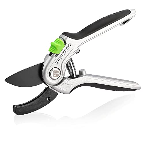 WORKPRO Garden Anvil Pruning Shears, 8" Pruning Scissors Heavy Duty with Ergonomically Design Handle, Labor-Saving Garden Clippers Hand Tools for Thic