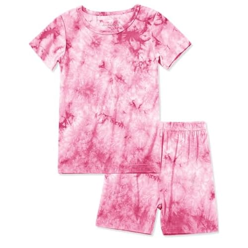 Jimonda Baby-Toddler Soft Sleepwear Short sleeve Kids Cool Pajama Outdoor 2-Piece Shirt&Shorts Casual sets Tie Dye PJ 2T Pink Tie Dye