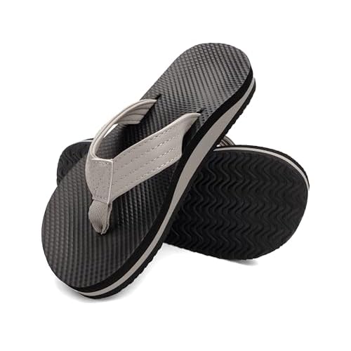 INMINPIN Kids Boys Girls Flip Flops Comfort Quick-Dry Beach Pool Aqua Thong Sandals(Little Kid-Big Kid) 12 Little Kid Black Gray