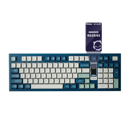 Akko 5098B Kabellose Gaming-Tastatur mit Bildschirm,tintengrüne mechanische Tastatur mit Scrollrad,Hot-Swap-fähige Gaming-Tastatur mit Nummernblock,