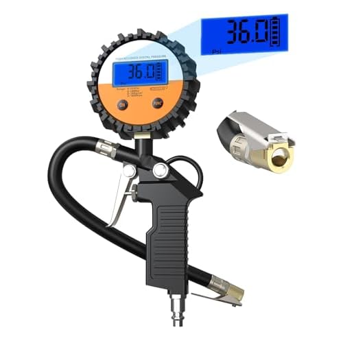 YANTU Digital Tire Pressure Gauge & Inflator - Heavy Duty with Quick Connect Air Chuck, Precision 0.1 Resolution, Essential Car Accessory for Men