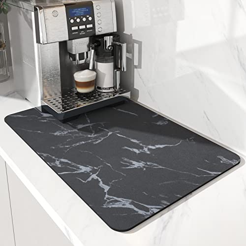 AMOAMI-Coffee Mat Hide Stain Rubber Backed Absorbent Dish Drying Mat for Kitchen Counter-Coffee Bar Accessories Fit Under Maker Machine Pot Espresso M