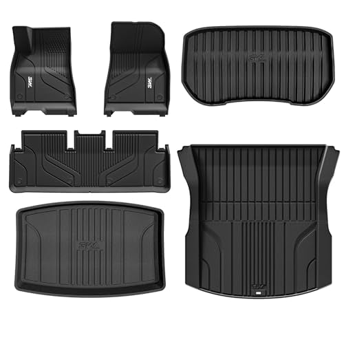 3W Floor Mats and Cargo Liner Fit for 2024 2025 Tesla Model 3 Highland, Full Set Rear Trunk Cargo Liner Mat Accessories Custom Fit Black 3) Model 3 24