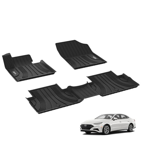 3W Floor Mats Fit Hyundai Sonata 2020-2025-Kia K5 2021-2025(Only for FWD Models) All Weather TPE Custom Fit Heavy Duty Waterproof Floor Liner Car Mats