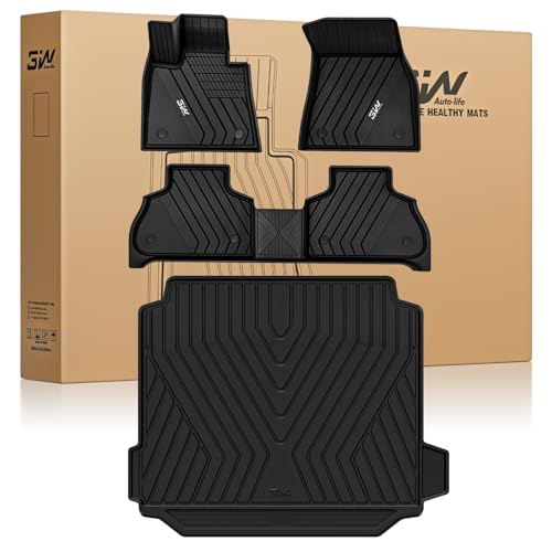 3W Floor Mats & Cargo Liner Custom Fit for BMW X5 2019-2024 2025 2026 40i-45e-50e-50i-M-M50i-M60i TPE All-Weather Full Set Heavy Duty Floor Liner and
