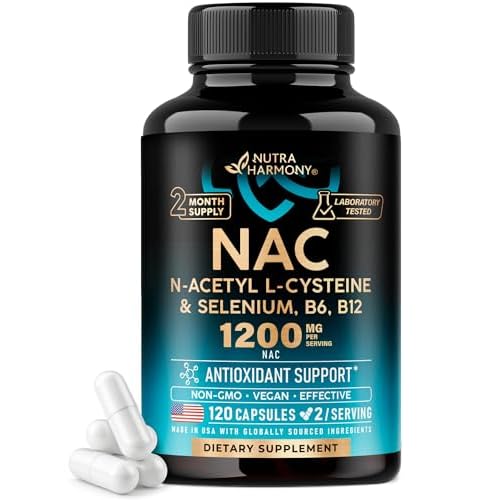 NAC Supplement | Selenium | B6 | B12 - Antioxidant, Immune Support - N Acetyl Cysteine 600 mg per Capsule, 1200 mg per Serving - Made in USA - Non-GMO