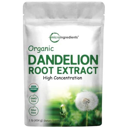 Organic Dandelion Root Tea Powder, 1lb (16oz) | Up to 450 Servings | Pure Dark Roasted Dandelion Root Supplement for Tea | Herbal Extract for Digestio