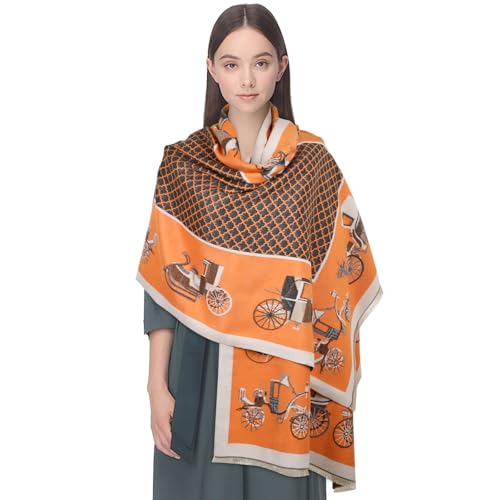 EXTREE Women's Scarf Pashmina Shawls and Wraps for Evening Dress Bridesmaid Wedding Bridal Winter Warm Long Large Scarves Orange
