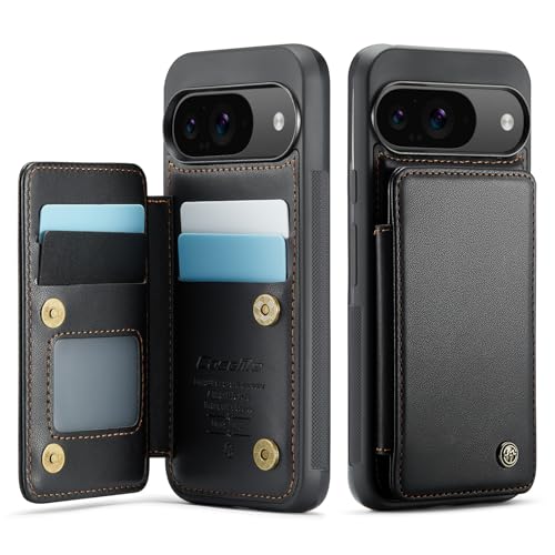 for Google Pixel 9 Pro Wallet Case with RFID Blocking and 4 Credit Card Holder, Premium Durable Slim Leather Magnetic Clasp Kickstand Heavy Duty Shock