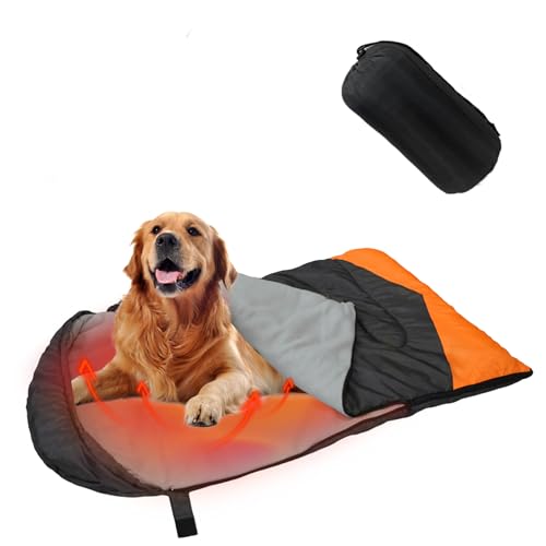 Heating Dog Sleeping Bag, Heated Waterproof Warm Packable Dog Bed Mat with Storage Bag for Indoor Outdoor Travel Camping Hiking Backpacking (Heated, G