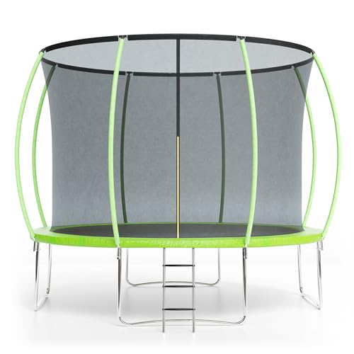 Garvee Trampoline with Enclosure & Ladder - ASTM Approved | 10FT, 12FT, 14FT, 16FT Sizes for Kids & Adults | Outdoor Recreational Use (Green, 10FT)