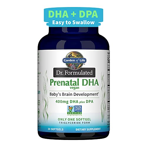 Garden of Life Dr. Formulated Prenatal Vegan DHA - Certified Vegan Omega 3 Supplement with 400mg DHA + DPA from Algal Omega 3 in Triglyceride Form, No