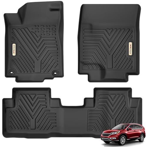 YITAMOTOR Floor Mats Compatible with 2012-2016 Honda CR-V, Black All-Weather Custom Fit Front 1st & 2nd Row Floor Liner Set 12-16 1st&2rd