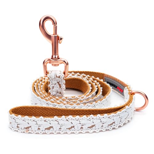 Dog Leash Cotton Lace Handmade 4-5 FT Adjustable Comfortable Unique Leashes for Small Medium Large Dogs Brown Single M Brown