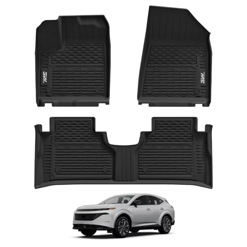 3W Floor Mats for Nissan Murano 2025, Custom Fit All Weather TPE Protection Floor Liners for Murano, Heavy Duty Automotive 1st & 2nd Row Car Mats, Bla