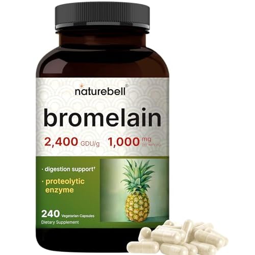 NatureBell Bromelain, 1,000mg Per Serving, 240 Veggie Capsules | 2,400 GDU – Digestive Enzymes & Joint Support Supplement – Proteolytic Enzymes fo
