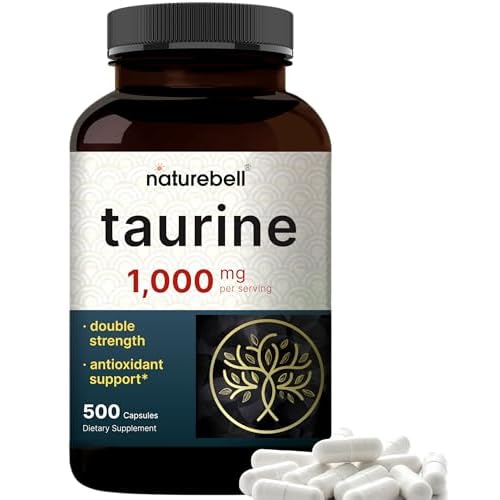NatureBell Taurine 1,000mg Per Serving, 500 Capsules | Essential Amino Acids Supplement – Double Strength – Antioxidant Support for Heart, Muscle,