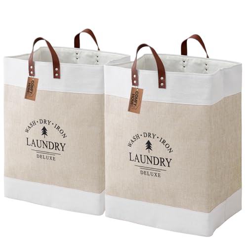 COMFY HOMI 2Pack 76L Laundry Basket & Hamper, Large Collapsible Waterproof Clothes Baskets with Handles, Freestanding Laundry Hampers for Bedroom Bath