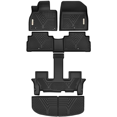 YITAMOTOR Floor Mats Compatible with 2020-2025 Kia Telluride 7&8 Seats, All Weather Accessories Floor Liners Cargo Liner Car Mats Set (Without Center