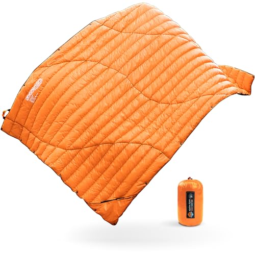 ZOOOBELIVES Ultralight Down Camping Blanket - 1.35lbs, 650 Fill Power Puffy Quilt. Compact & Warm Comforter for Travel, Beach, Hammock, Backpacking -
