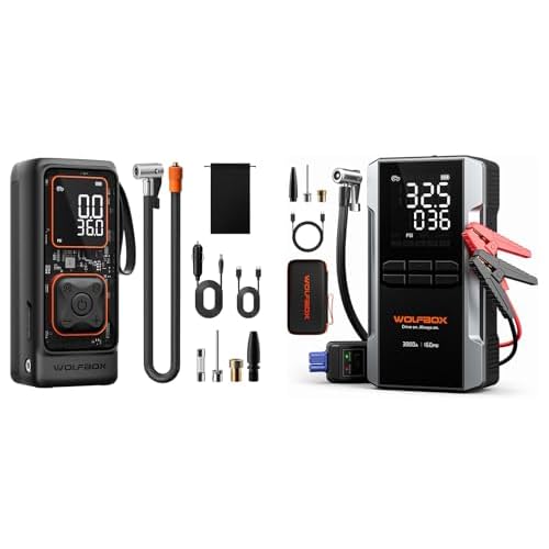 Wolfbox 3000A Jump Starter with 12000mAh & 150PSI Tire Inflator
