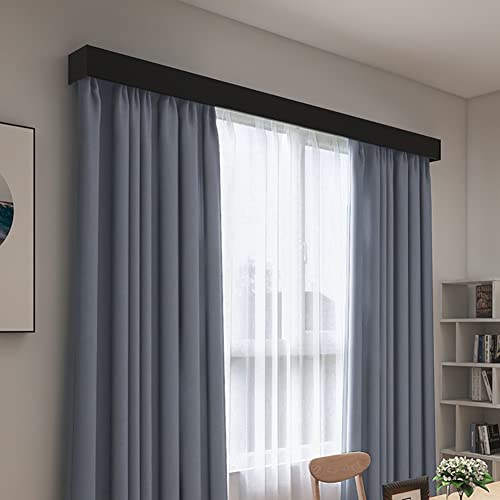 zshine Four-in-One Curtain Pelmet with Double Rails Decorative Panel and Optional Smart Light Belts Ceiling Mounting Customize Length for Living Room