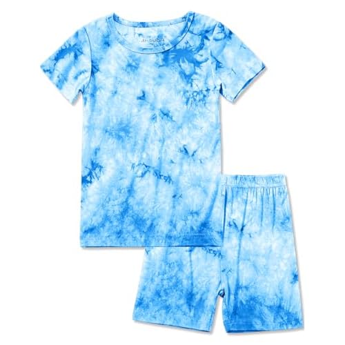 Jimonda Baby-Toddler Soft Sleepwear Short sleeve Kids Cool Pajama Outdoor 2-Piece Shirt&Shorts Casual sets Tie Dye PJ 2T Sky Blue Tie Dye