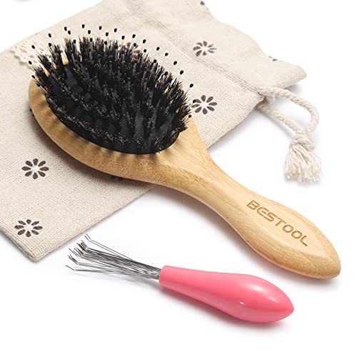 BESTOOL Hair Brush, Mini Hairbrush for Traveling Small Hair Brushes for Women men Kid, Boar & Nylon Bristle Brush for Wet-Dry Hair to Detangle and Enh