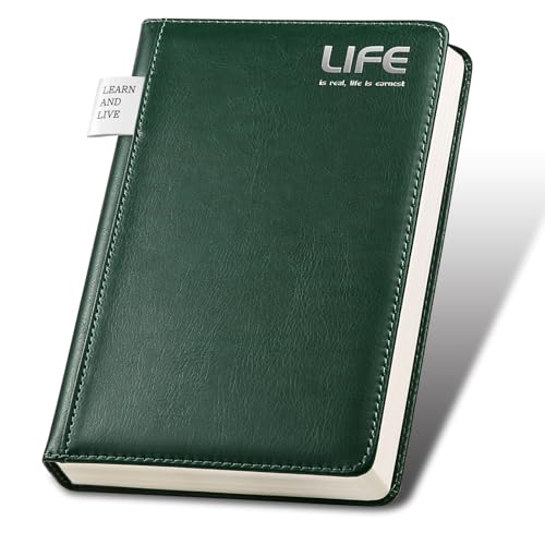 A5 Hardcover Journal Notebook, 256 Pages PU Leather Lined Notebooks with Pen Holder, College Ruled Writing Journals for Work School Office Daily Notes