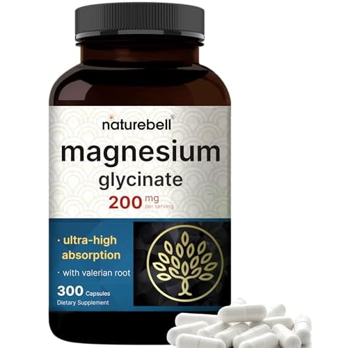 Pure Magnesium Glycinate for Sleep, 200mg with Valerian Root, 300 Capsules | 100% Chelated & Purified Mineral Supplement – Ultra High Absorption –