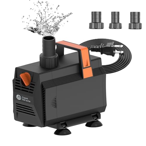 AquaMiracle 1200GPH Aquarium Water Pumps (4500L-H, 70W) Fountain Pump Pond Pump Submersible Water Pump with Flow Control for Fountain, Waterfall, Stat