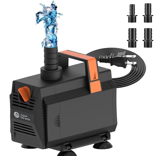 AquaMiracle 880GPH Submersible Water Pump Pond Pump(3330L-H, 45W), Water Fountain Pump Aquarium Water Pump with Flow Control for Fish Tank, Waterfall,