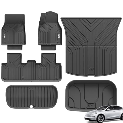 3W 6 Pcs Floor Mats and Boot Liner Fit for Tesla Model Y Juniper 2025 2026 New, Thorex™ All Weather Dog Friendly Full Coverage Car liners & Trunk Ma
