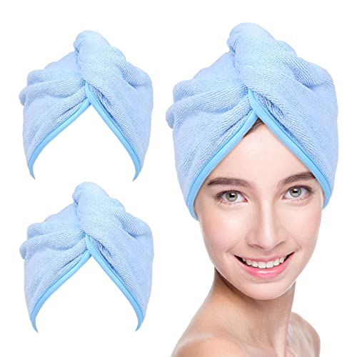 YoulerTex Microfiber Hair Towel Hair Wrap: 2 Pack 10X26 Hair Dryer Towels for Women Absorbent Turban Twist Hair Drying Shower Cap Curly Hair Products