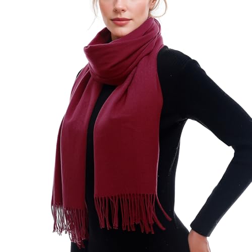 RUI VTRON Scarf for Women Fall Winter Scarves Warm Large Pashmina Shawls and Wraps Wine Red