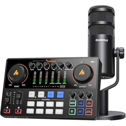 MAONO XLR Podcast Microphone, Cardioid Studio Dynamic Mic for Vocal Recording, Streaming, Voice-Over, Voice Isolation Technology, Metal Mic, Works for