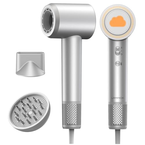 Hair Dryer Blow Dryer with Diffuser Nozzle, Fast Drying, 200 Million Negative Ionic for Hair Care, No Heat Damage, Low Noise Quiet, Durable Compact Li