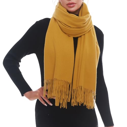 SWAT PANY Scarf for Woman Winter Warm Scarves Pashmina Shawls and Wraps Oversized Scarf Turmeric