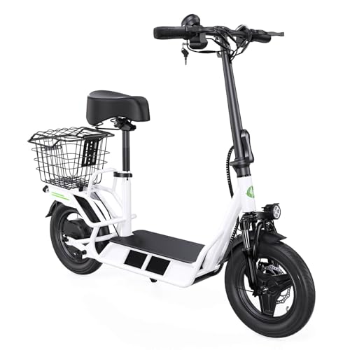 isinwheel Electric Scooter with Seat, 43-28 Miles Range & 38-21 MPH High Speed, 16-14'' Fat Tire Scooter for Adult with Mood Lights, Smart APP & NFC S